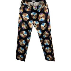 MOSCHINO x H&M 'CD Pattern' Designer Jeremy Scott Edition Satin 5 Pants Size 46